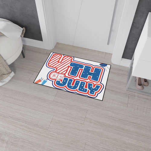 4th of July Heavy Duty Floor Mat - Patriotic Red White Blue Welcome Mat