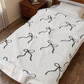 Velveteen Plush Blanket — Minimal Black Bow Pattern Cozy Throw