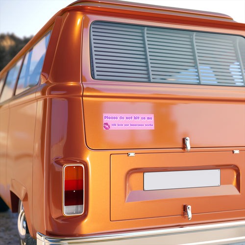 Bumper Sticker — "Please do not hit on me" Pink Funny Kiss-Print Car Decal