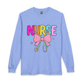 Nurse Long Sleeve T-Shirt — Cute Pastel Stethoscope & Bow Nurse Tee