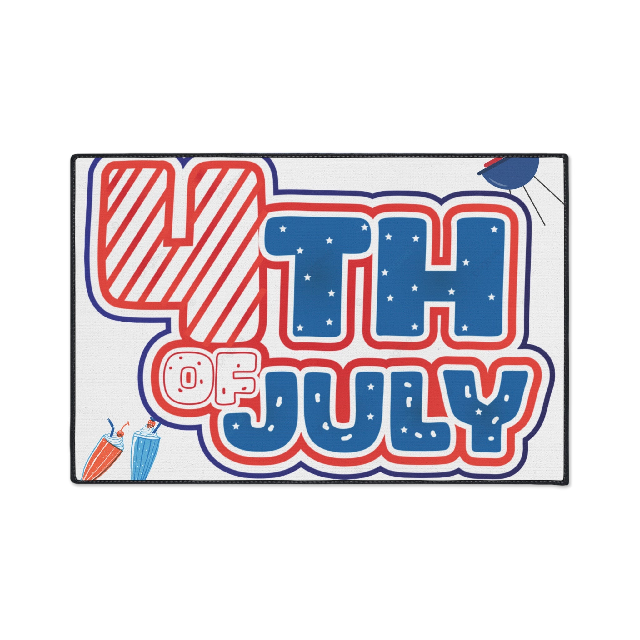 4th of July Heavy Duty Floor Mat - Patriotic Red White Blue Welcome Mat